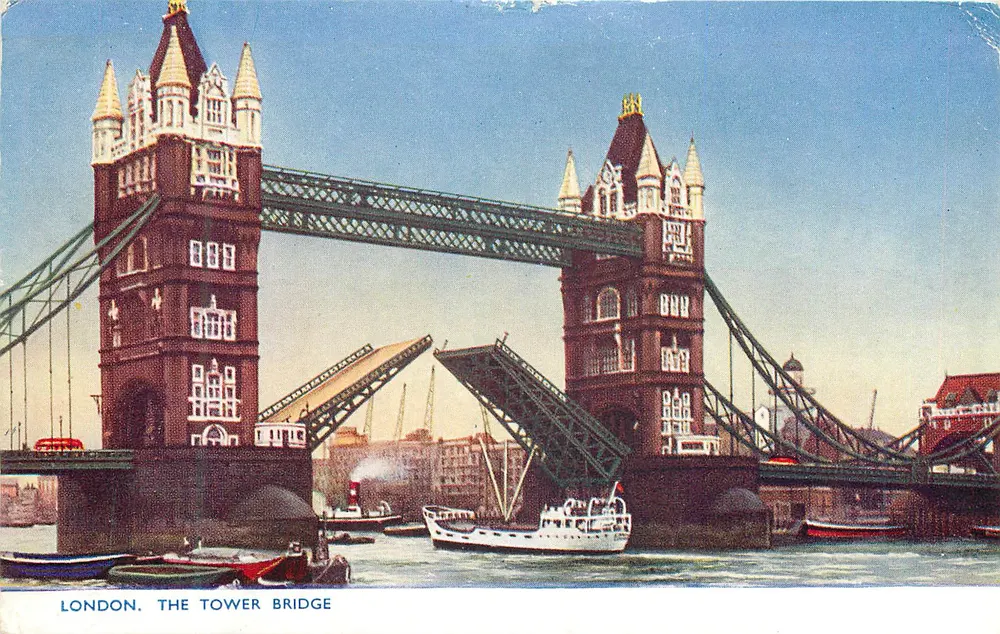Londres. O Tower Bridge — editor Photochrom Co. Ltd., Kent - Frente