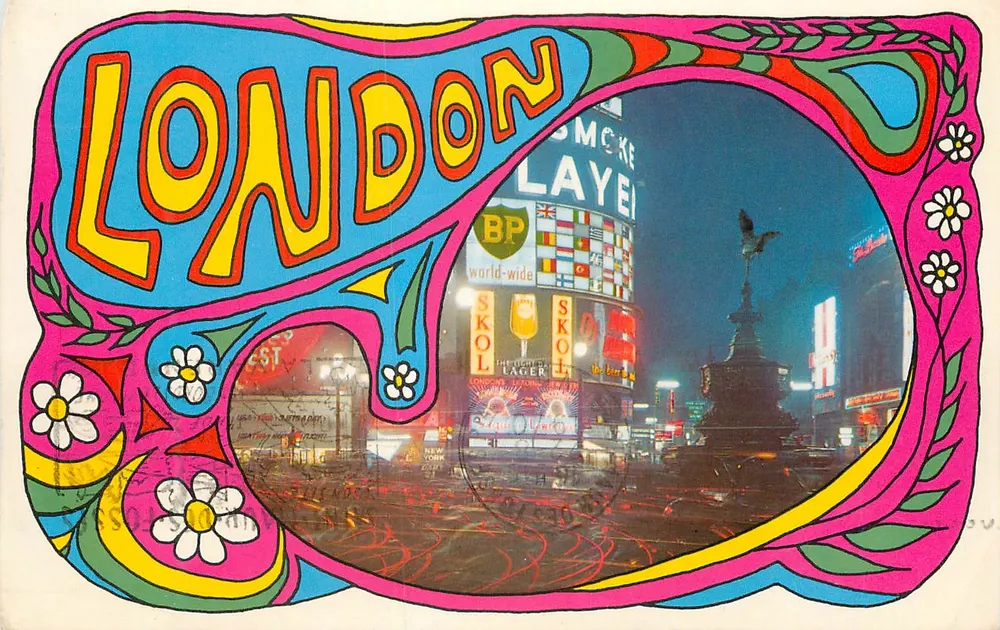 Piccadilly à noite — Londres — The Photographic Greeting Card Co. Ltd. - Frente