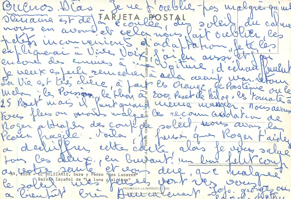 Sara y Pedro 'Los Luceros' — Spanische Tanz 'La Luna y el Tipo' — Postkarte Nr. 1004, El Relicario - Rückseite