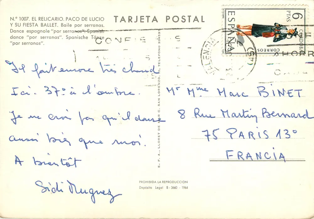 Flamenco-Tänzer — El Relicario, Paco de Lucio — Verlag E.F.A. Lloret de Mar - Rückseite