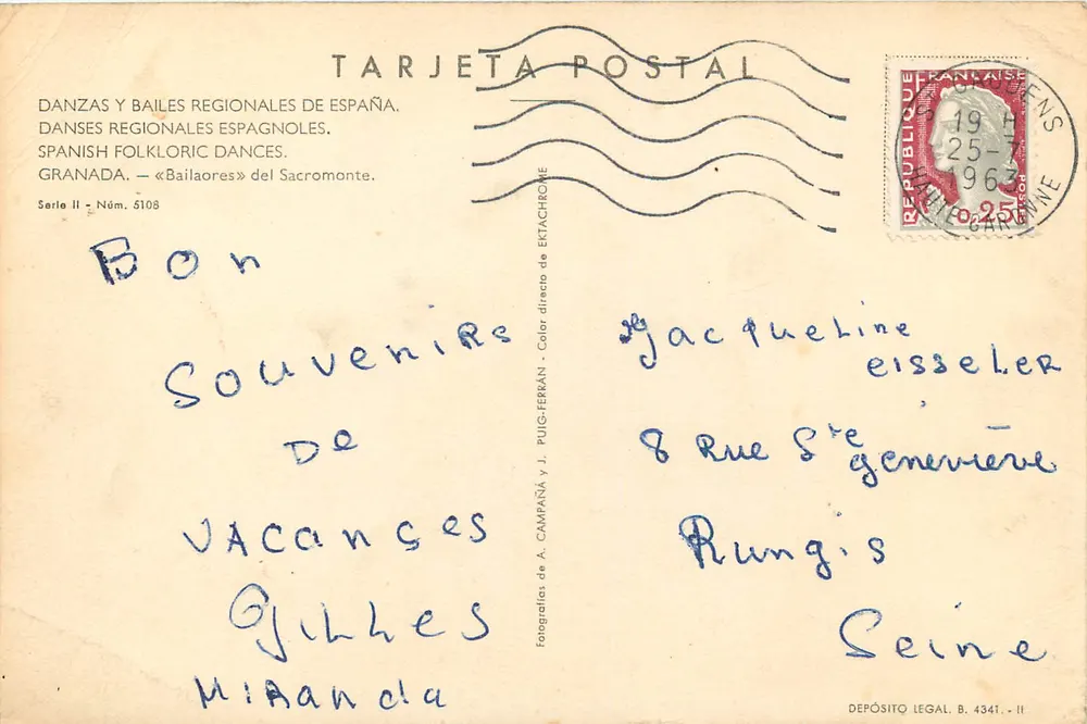 Danzas y Bailes Regionales de España — «Bailaoroes» del Sacromonte — Verleger A. Campaña y J. Puig-Ferrán, Serie II n° 5108 - Rückseite