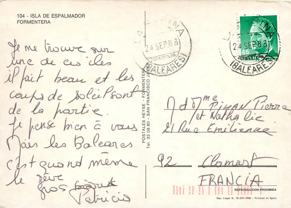 Espalmador — ilha de Formentera — editor Postales Heyse - Verso