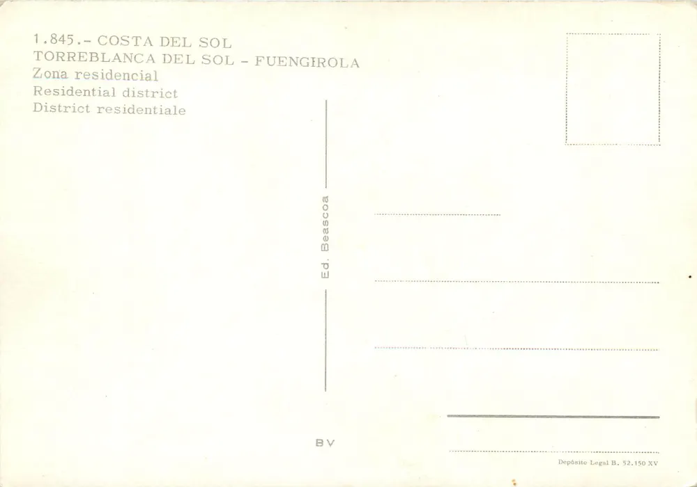 Torreblanca del Sol — Hotel Torreblanca — Verlag Beascoa, Nr. 1.845 - Rückseite