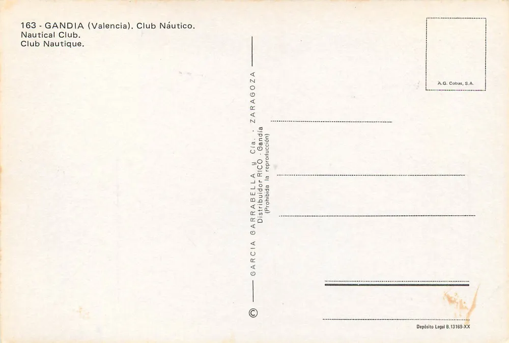 Gandia (Valencia) — Club Náutico — Garcia Garrabella & Cía. n°163 - Verso
