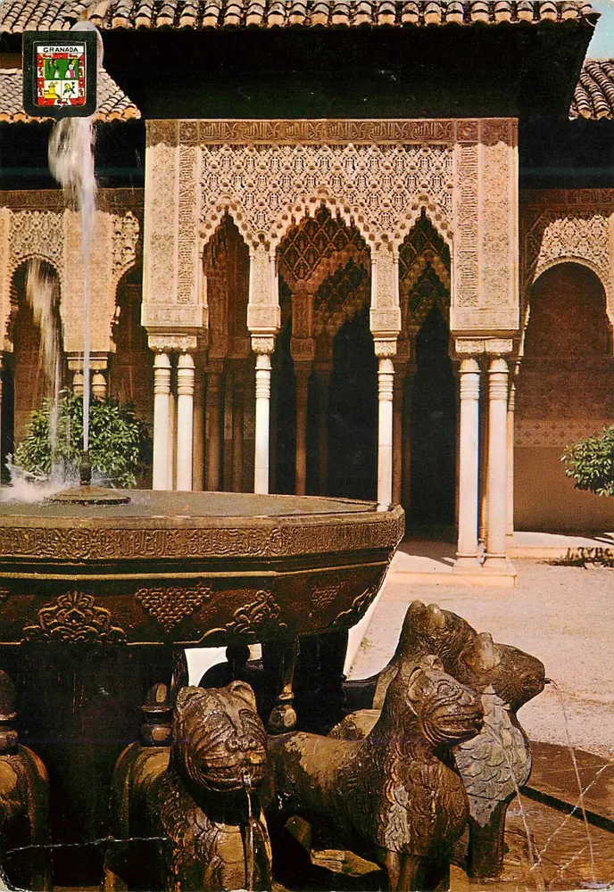 Alhambra — Cortile dei Leoni — dettaglio — Dominguez Madrid - Recto