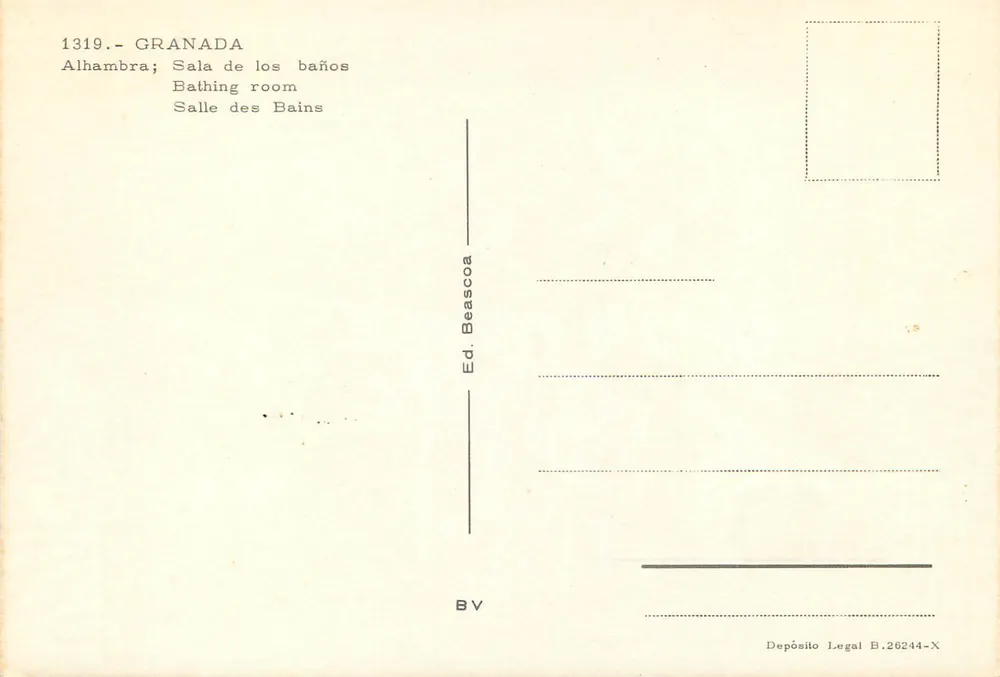 Alhambra — Sala dos Banhos — Ed. Beascoa n° 1319 - Verso