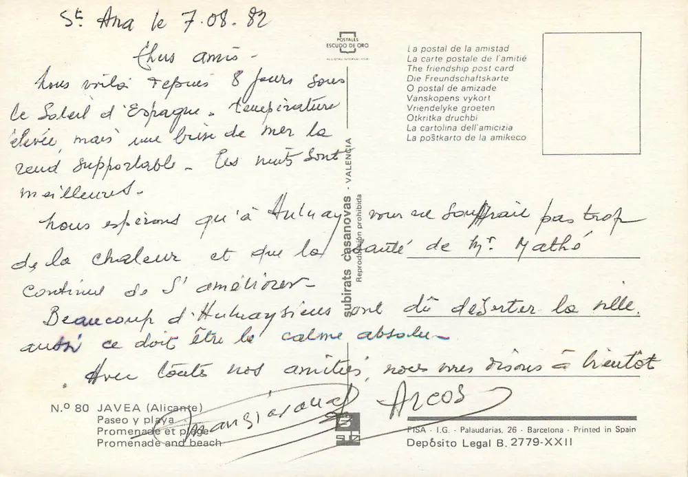 Javea (Alicante) — praia e passeio — ESCUDO DE ORO, N° 80 - Verso