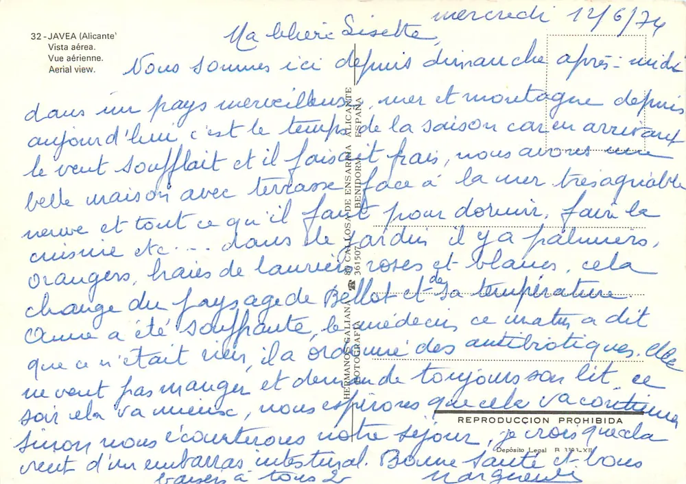 Javea — vista aérea — editor Hermanos Gallan, n° 361507 - Verso