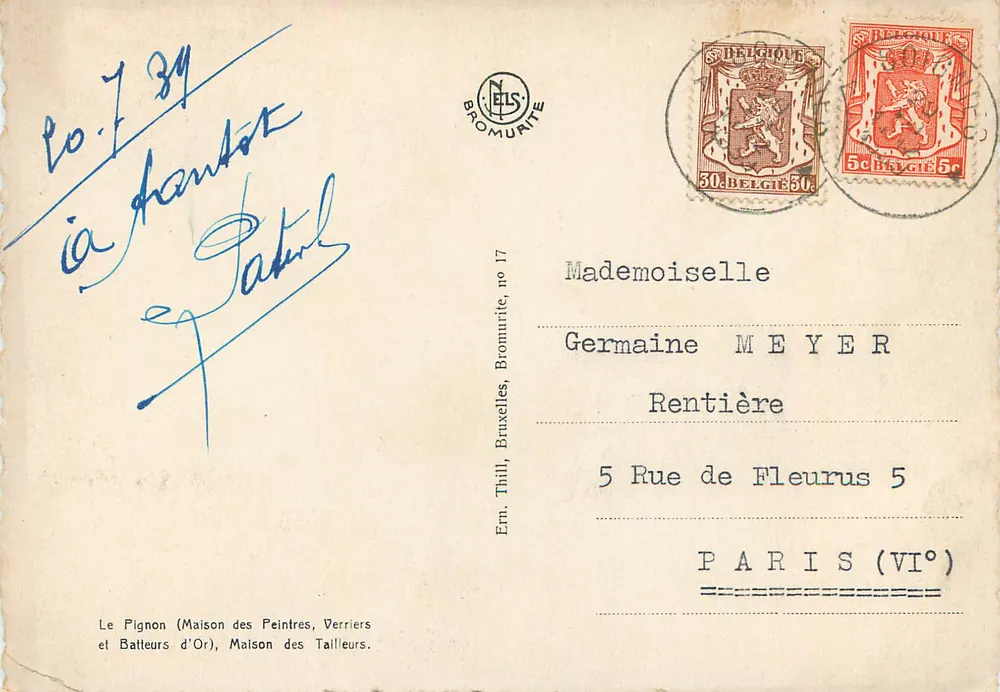 Bruxelas - A Grand'Place (lado N.-E.) — editor Nels Bromurite, n° 334 - Verso