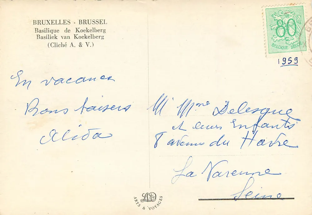 Basílica de Koekelberg — Bruxelas — editor Arts & Voyages, número de série não visível - Verso