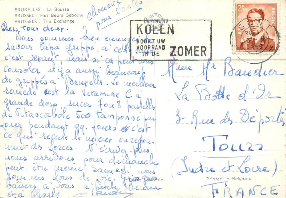 Bruxelas: A Bolsa — Het Beurs Gebouw — Bromofoto, n°52 - Verso