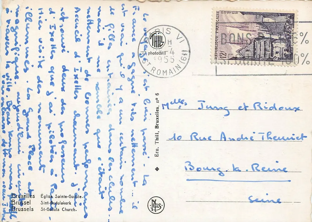 Igreja de Santa Gudula — Bruxelas — Editor Ern. Thill, n°6 - Verso