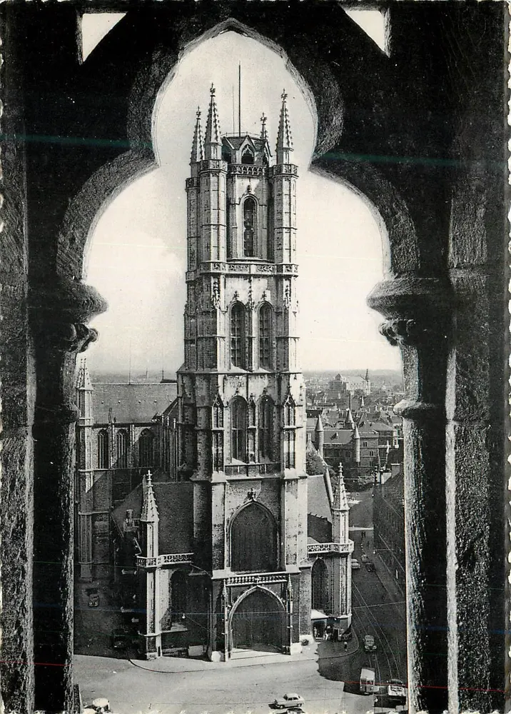 Gent — Catedral de São Bavon vista do Belfort — Ern. Thill, Bruxelas, n° 409 - Frente