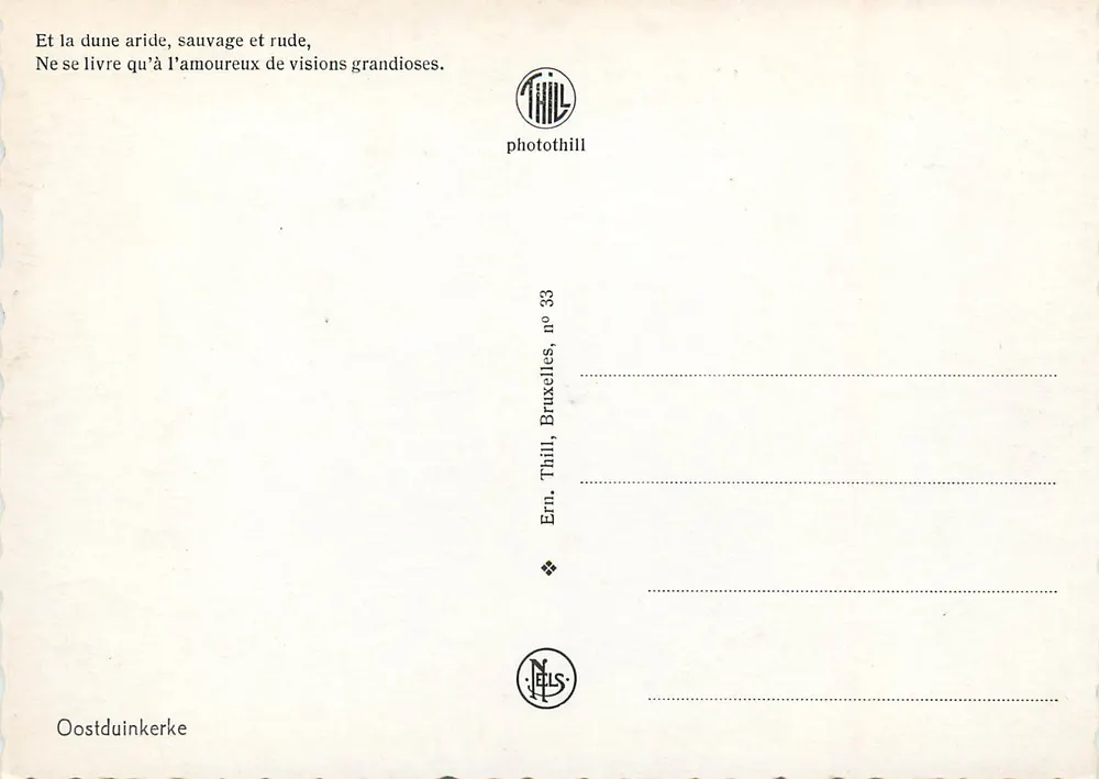 Dunas de Oostduinkerke — paisagem árida e selvagem — Ern. Thill, Bruxelas, n° 33 - Verso
