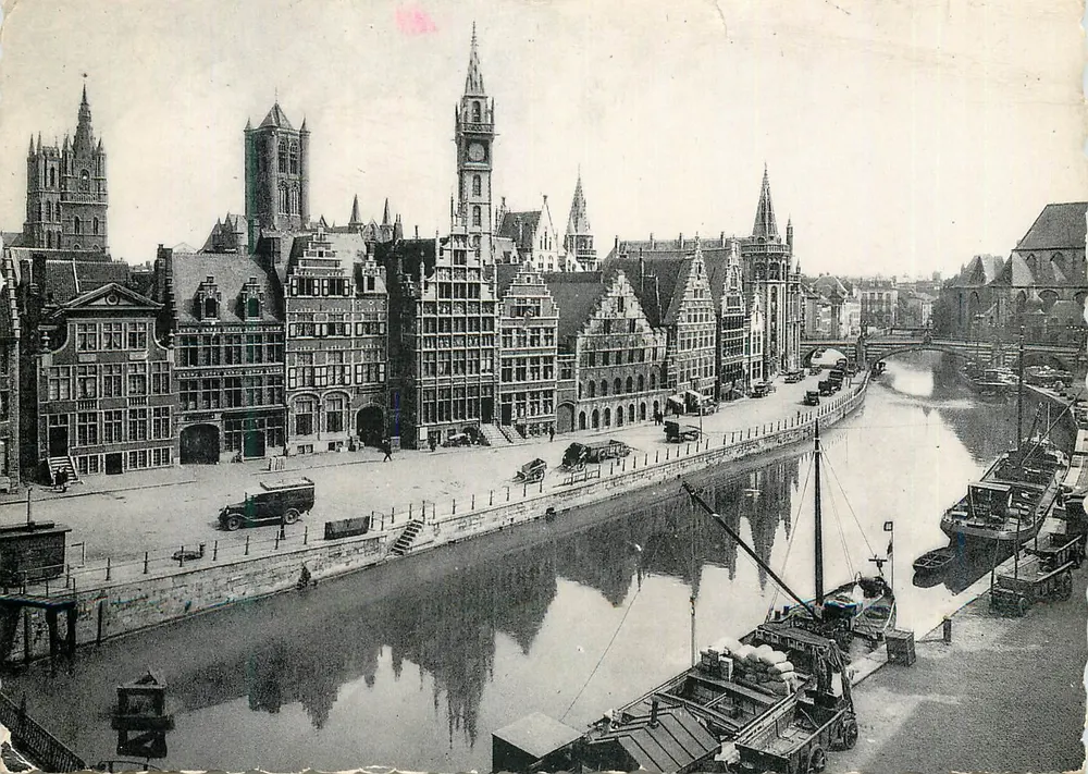 Bruges — Uitzicht op het kanaal en het Grote Plein — Ern. Thill, fotograaf, Gand - Voorkant