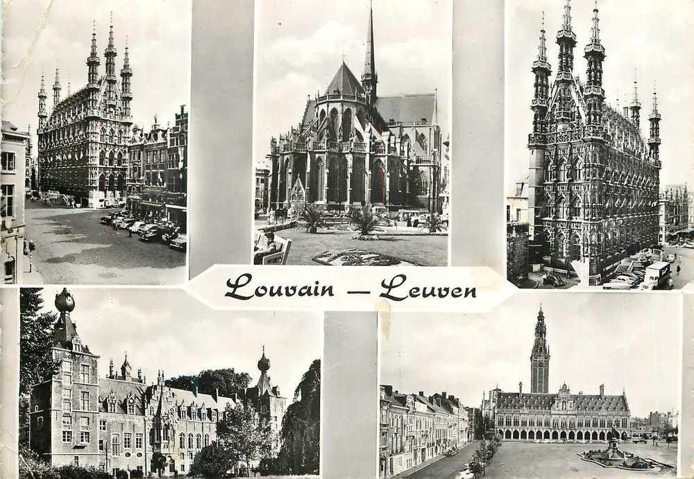 Louvain — Leuven — vista panorâmica dos monumentos - Frente