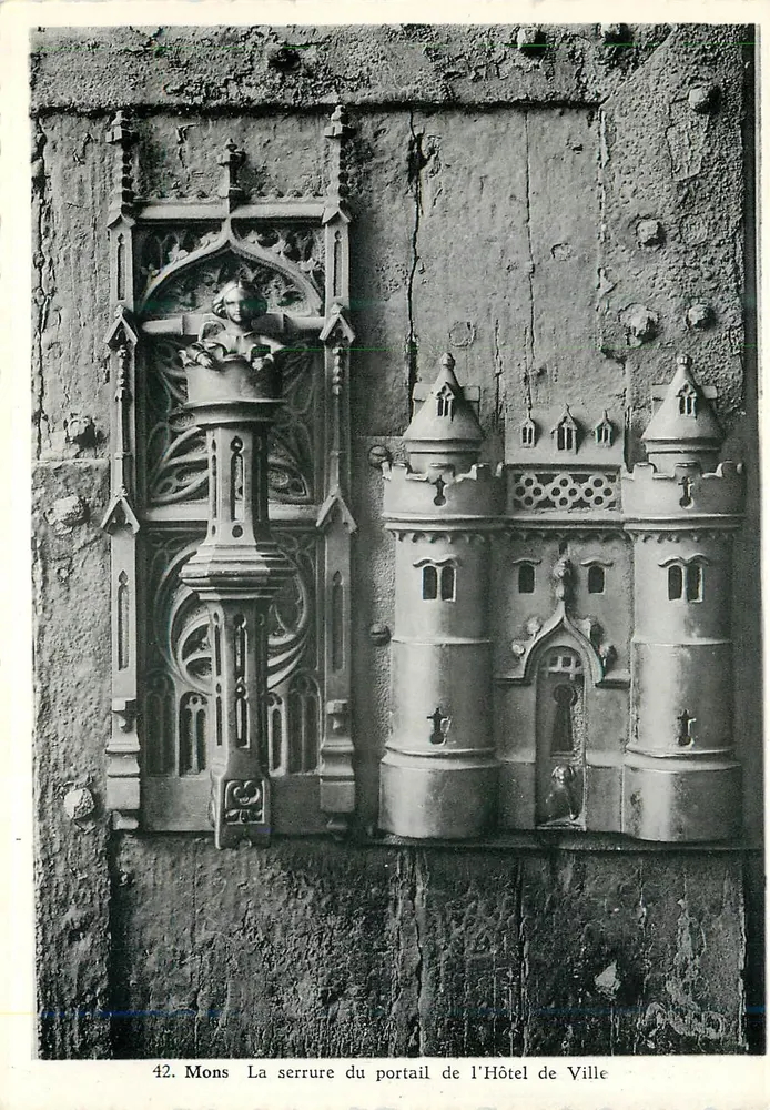 Mons — Der Schloss der Pforte des Rathauses — Photoplástifix Léon Willame - Vorderseite