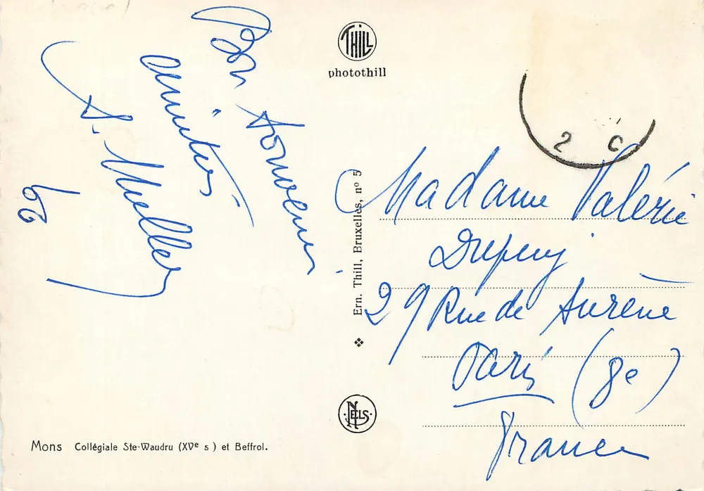 Mons — Collégiale Sainte-Waudru et Beffroi — Éditeur Thill, Bruxelles, n°5 - Verso