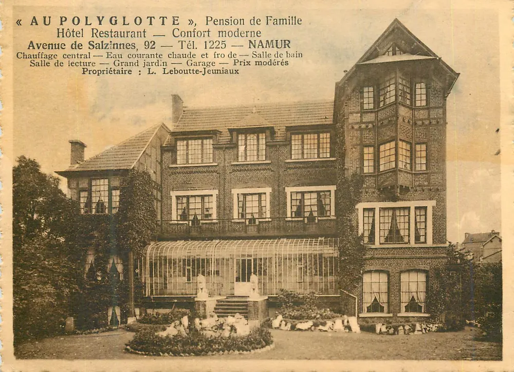 « AU POLYGLOTTE », Familienpension — Hotel Restaurant — Avenue de Salzinnes, 92 — Namur - Vorderseite