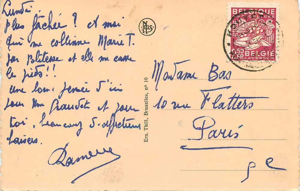 Dinant, Pont, Citadelle e Église — Editor Nels, n°10 - Verso