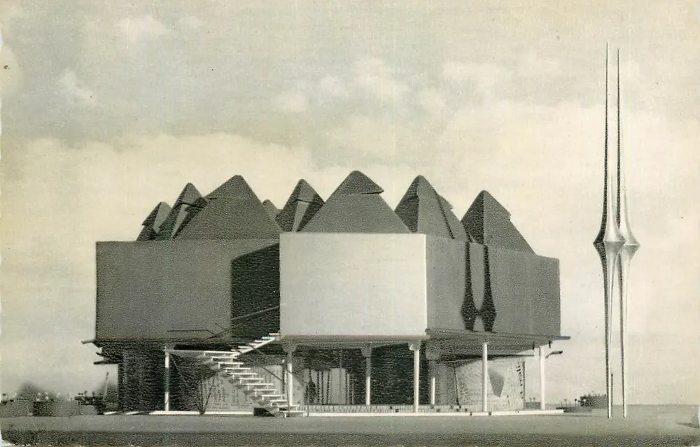 Pavillon della Librairie Hachette — Esposizione di Bruxelles 1958 — Foto Jean Biaugedud - Recto