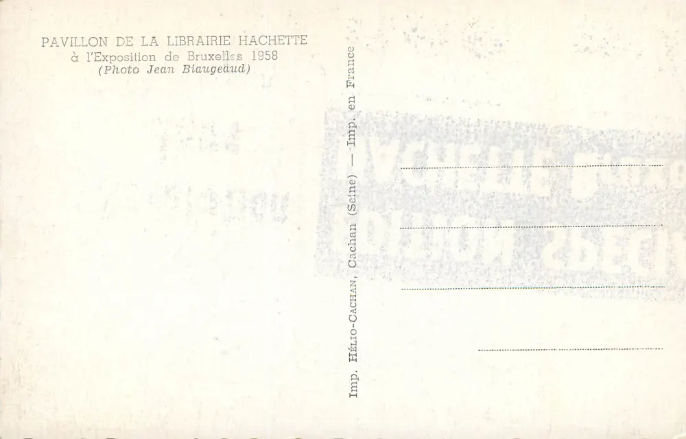Pavillon della Librairie Hachette — Esposizione di Bruxelles 1958 — Foto Jean Biaugedud - Verso