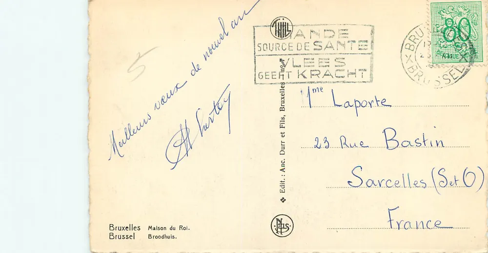 Hôtel de Ville de Bruxelles — vista da praça — editor Anc. Durr et Fils, n° 23 - Verso