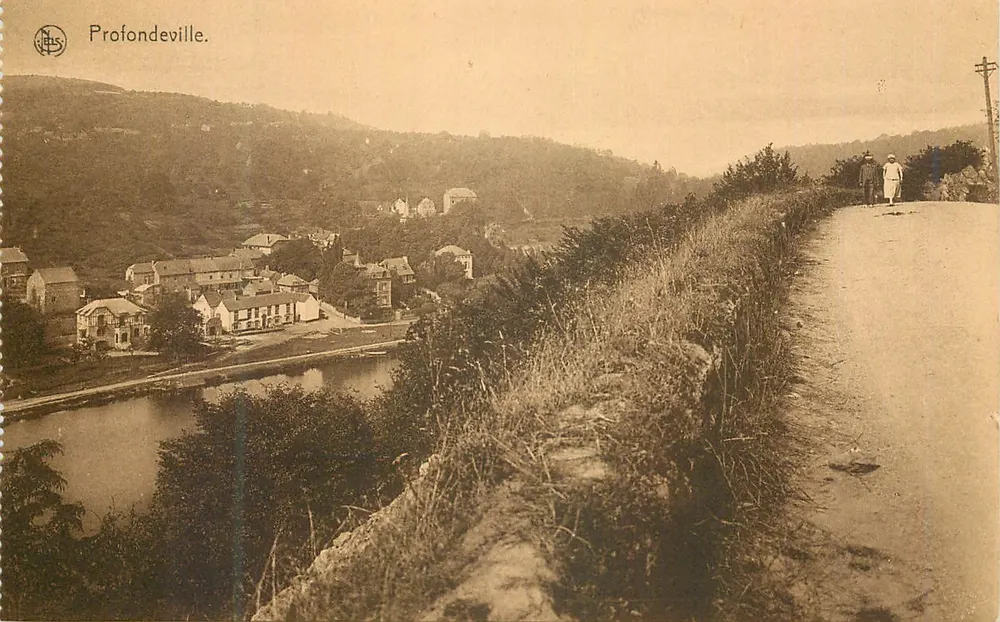 Profondeville — vista panorâmica sobre a Meuse — Ern. Thill, Bruxelas - Frente