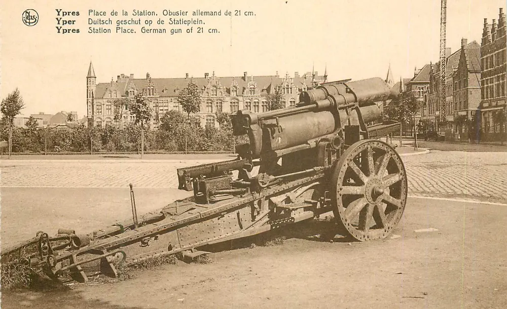 Ypres - Place de la Station — deutscher 21 cm Haubitze — N. Neils, Serie N° 127 - Vorderseite
