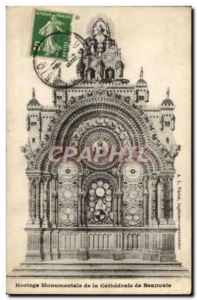 Horloge Monumentale de la Cathédrale de Beauvais — A. L. Vérité, ingénieur-construteur - Recto
