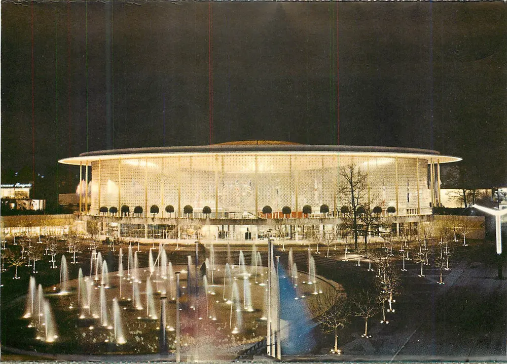 Pavillon der Vereinigten Staaten — Nacht — Weltausstellung Brüssel 1958, Épicarte n°53 - Vorderseite