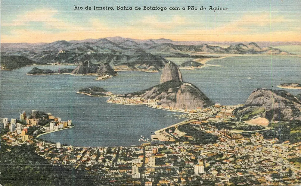 Rio de Janeiro, Baía de Botafogo com o Pão de Açúcar — Tichnor Quality Views, série 77791 - Recto
