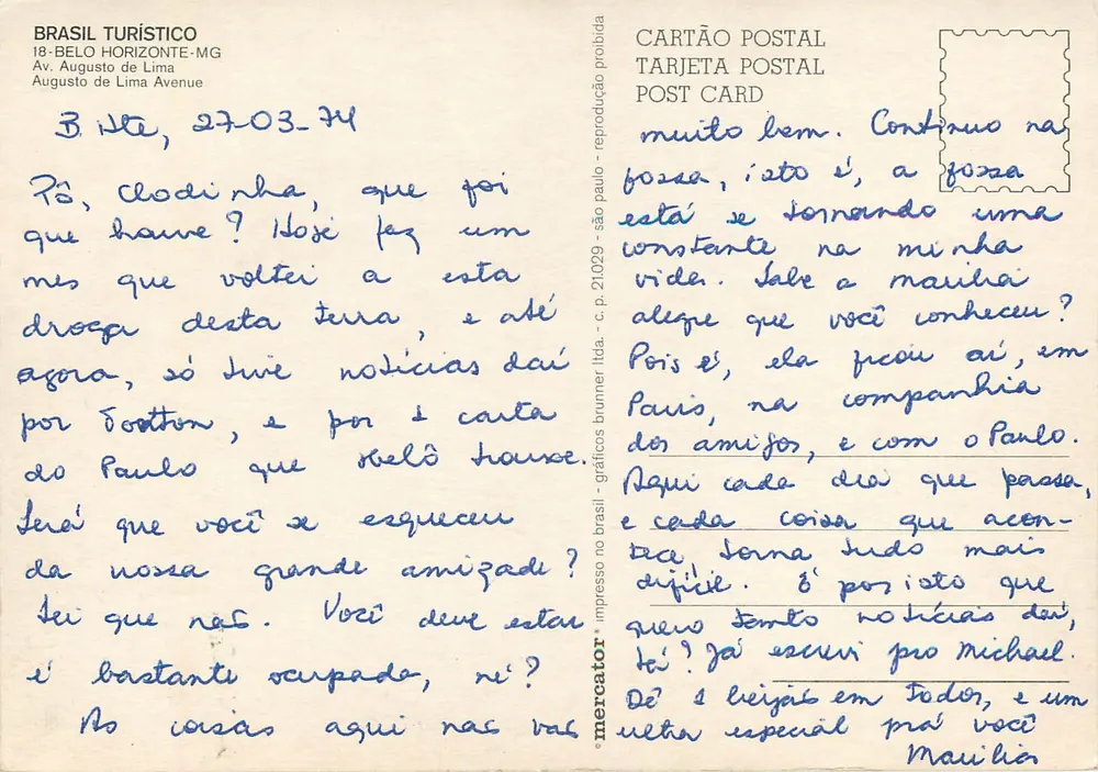 Stadtbild von Belo Horizonte — Avenue Augusto de Lima — Verlag Mercator, Nr. 21.029 - Rückseite