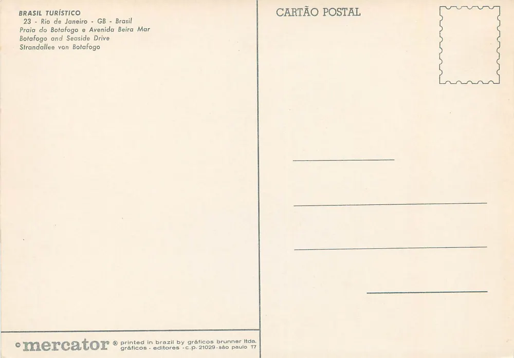 Rio de Janeiro — Botafogo et Avenue Beira-Mar — éditeur Brasil Turístico n°23 - Verso