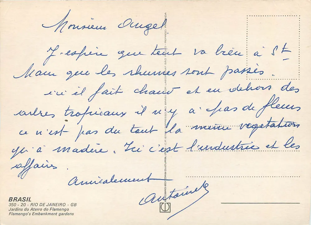 Gärten von Aterro do Flamengo — Rio de Janeiro — Verlag C.P. Cultural do Brasil, Nr. 350-20 - Rückseite