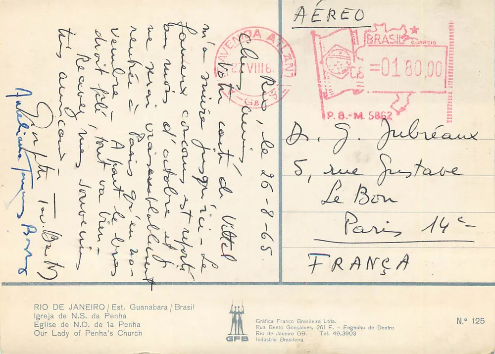 Kirche der N.D. der Penha — Rio de Janeiro — Gráfica Franco Brasileira Ltda. N° 125 - Rückseite