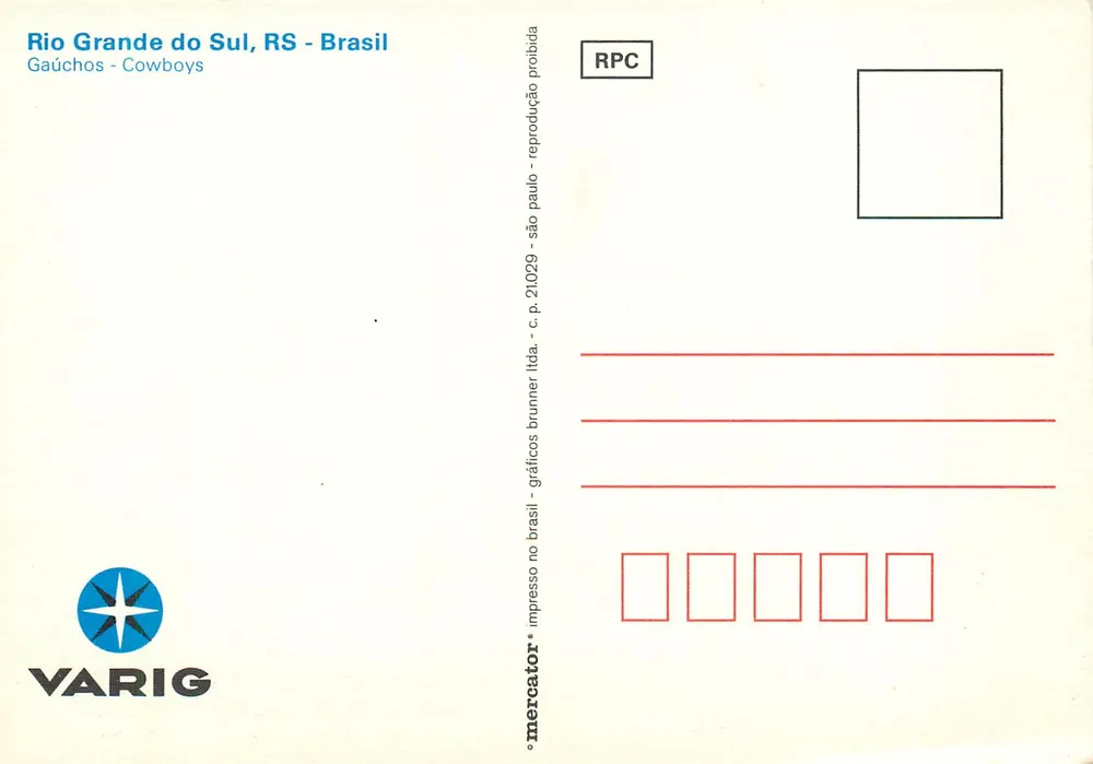 Rio Grande do Sul, RS - Brasil — Gaúchos - Cowboys — VARIG - Reverso