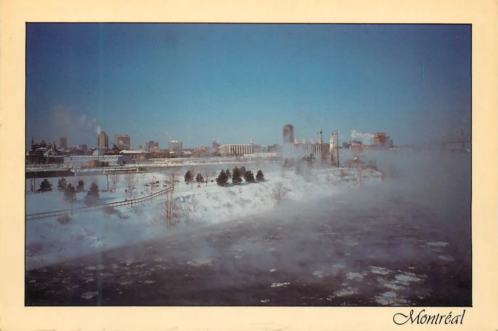 Montreal — vista invernal do rio Saint-Laurent e do Vieux-Montréal — Imprensa Florès e Filhos Inc. - Frente