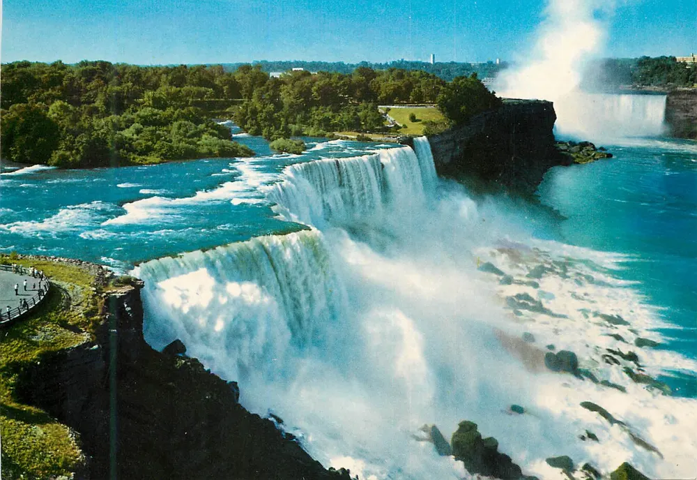 Niagara Falls — widowisko pięknych amerykańskich wodospadów i kanadyjskich wodospadów w kształcie litery V — Royal Speciality Sales, Toronto - Awers