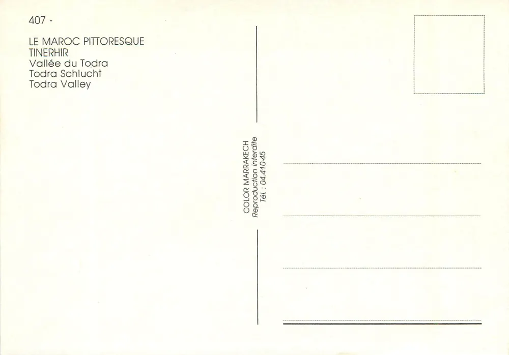 Wąwóz Todra — Piekło Maroka — COLOR MARRAKECH n°407 - Rewers