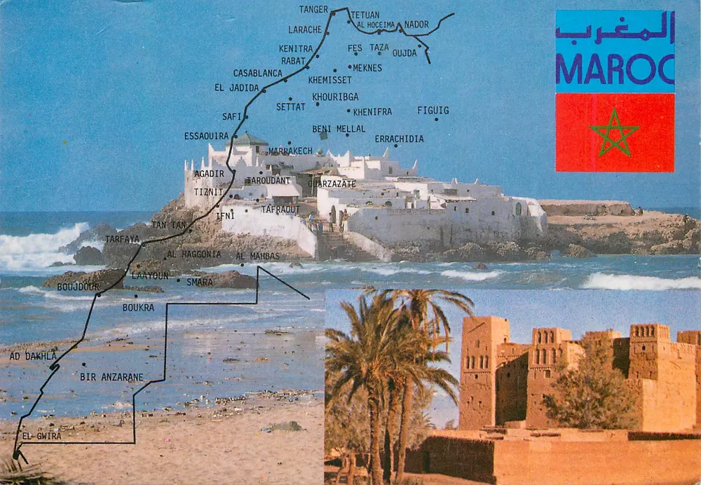 Tiznit — Carte postale turística com mapa do Marrocos — Créatec Editions - Frente