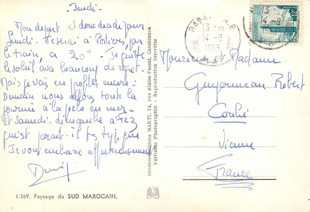 Paisagem do Sul Marroquino — Studios Marti, Casablanca — n°1.369 - Verso