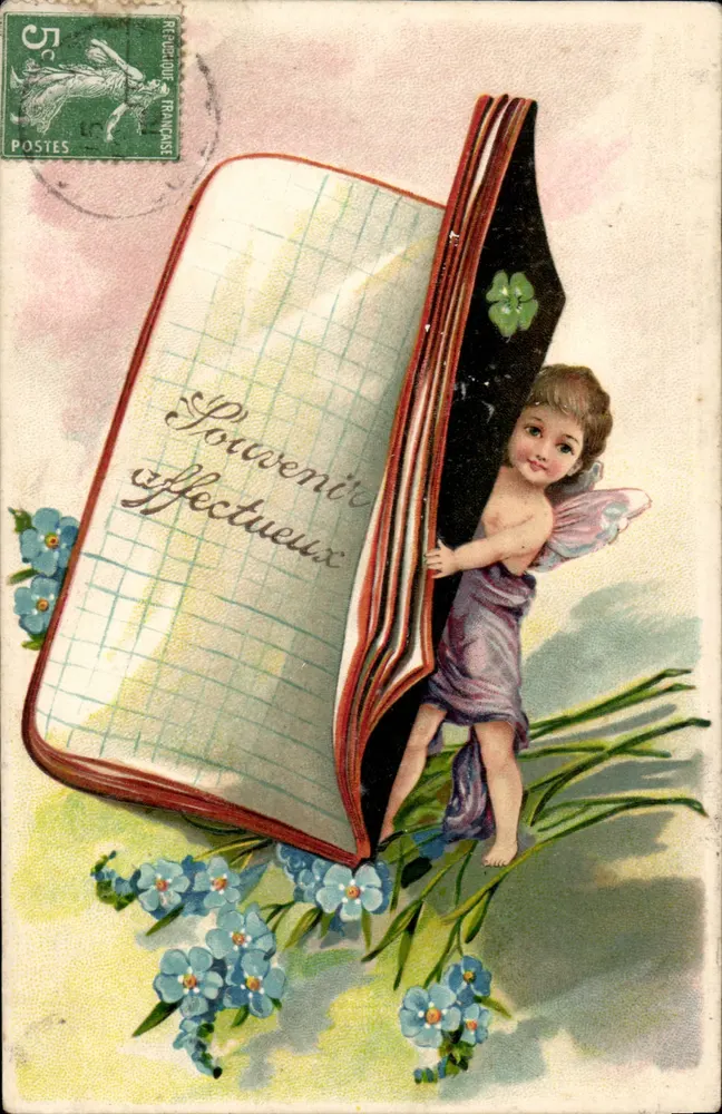 Glückssucher — Flügelkind, das aus einem Buch tritt — Verlag nicht sichtbar - Vorderseite