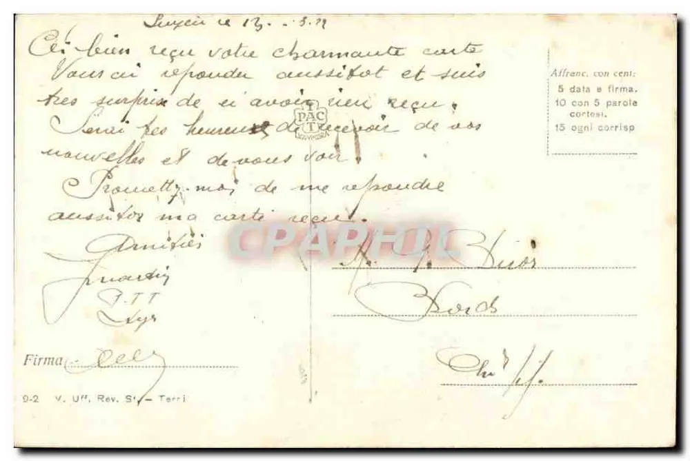 Junge Frau mit langen Haaren — Bleistiftporträt — Verlag V. Uff. Rev. St. Terri - Rückseite