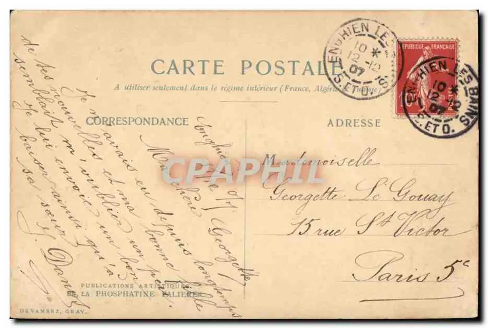 Arranjo de lilás e mimosa — Publications Artistiques de la Phosphatine Falières, Pluix - Verso