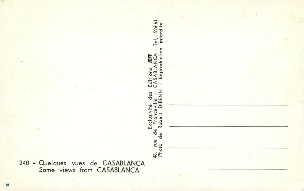 Casablanca — Algumas vistas de Casablanca — Éditions DIRENN - Verso
