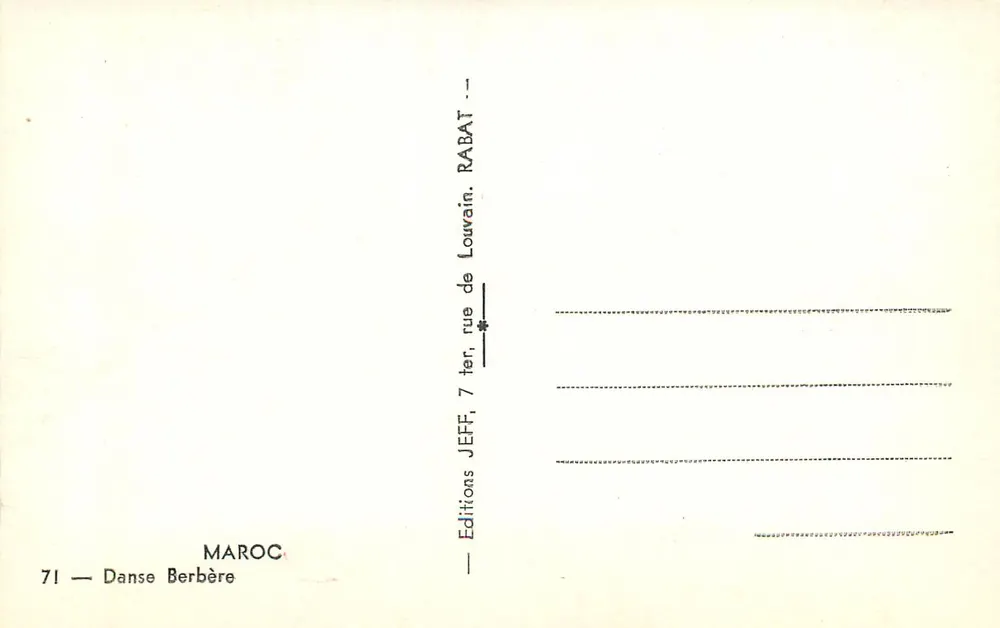 Dança Berberesca — Marrocos — Edições JEFF, Rabat - Verso