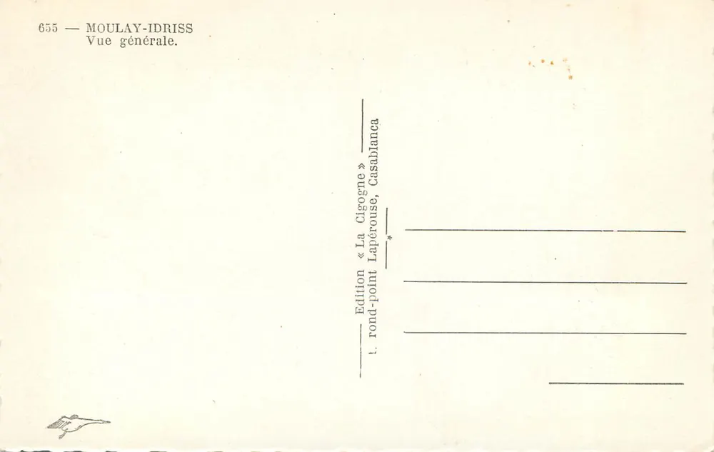 Moulay-Idriss — Vista geral — Edição « La Cigogne », Casablanca - Verso