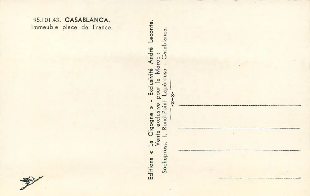 Casablanca — Gebäude auf der Place de France — La Cigogne - Rückseite