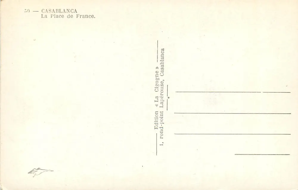Casablanca — La Place de France — Edition « La Cigogne », Casablanca - Rückseite